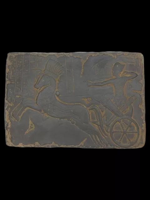 SELTENE ANTIKE ALTE ÄGYPTISCHE Stele König Ramses War Horse Chariot Battle...