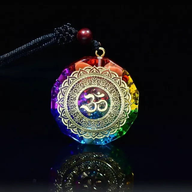 Orgonite Pendant Om Symbol Luminous Chakra Healing Energy Reiki Unisex Necklace