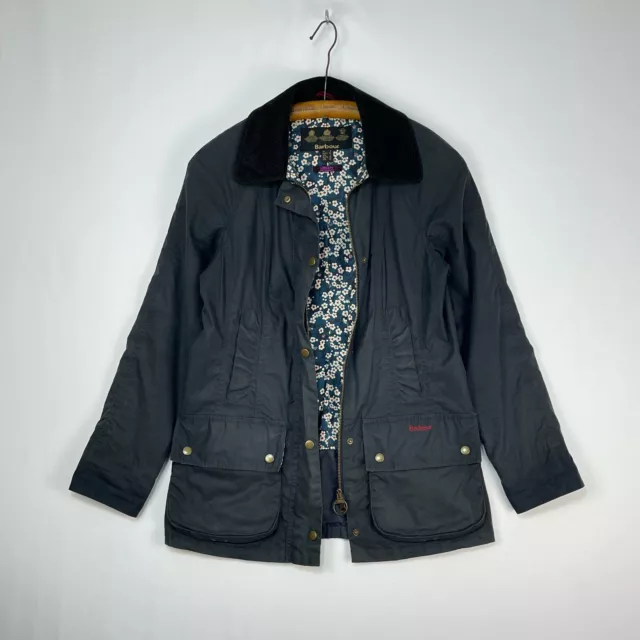 Barbour Flyweight Liberty Beadnell Wax Jacket Womens UK 8 Blue Lightweight Coat