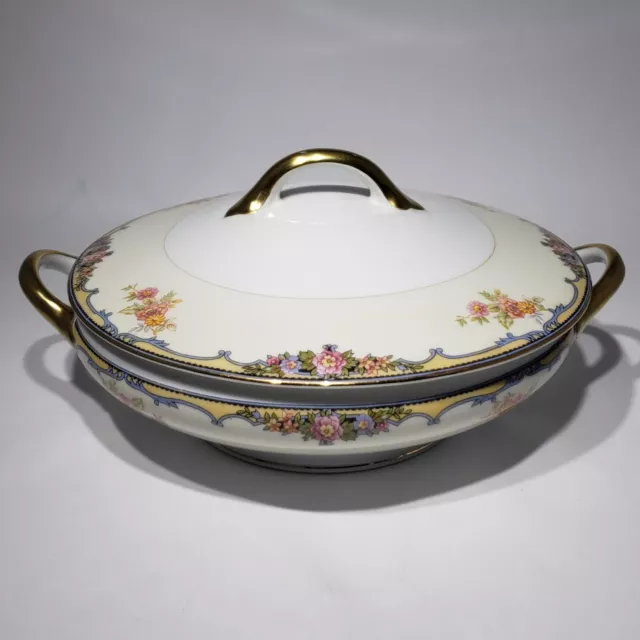 Noritake Oxford 8.5" Porcelain Vegetable Serving Bowl Lid Handles Japan 85963