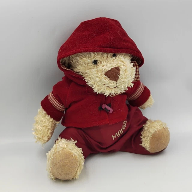 Peluche Doudou ours beige salopette bordeaux Martin DAMART - 23406