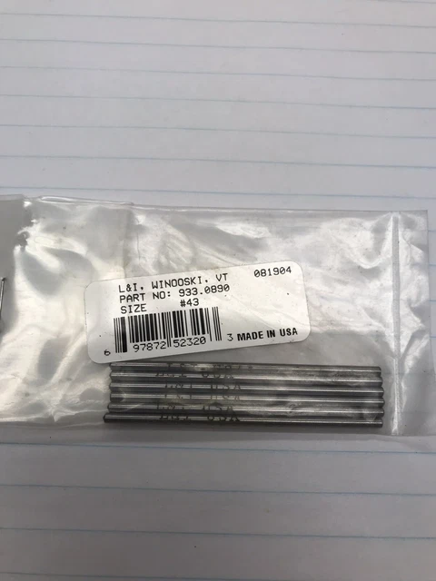 6 pcs. #43 HS REAMER BLANK. L&I USA (loc T19)