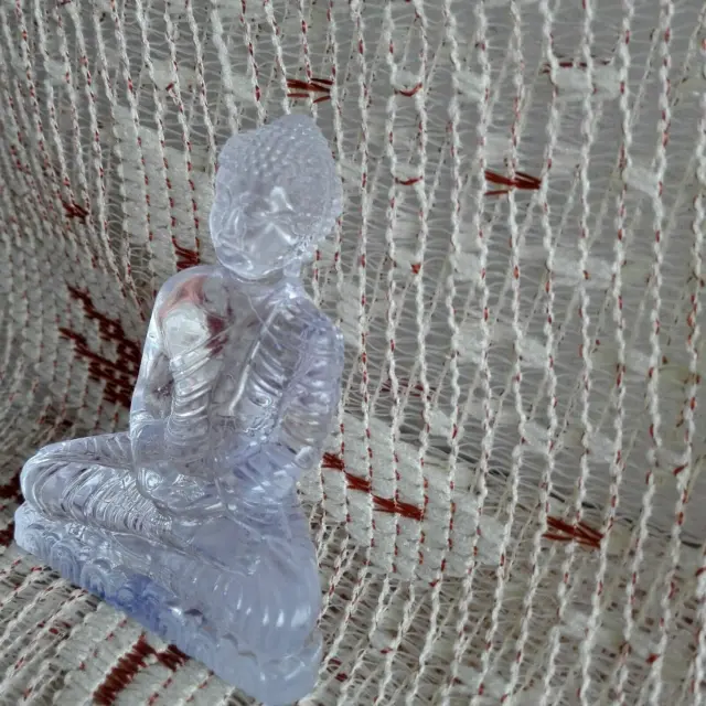 Mini Transparent Lord Buddha Statue Meditative Figurine Home Decor Dashboard 3