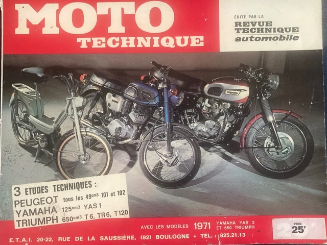 REVUE TECHNIQUE PEUGEOT 101 102 Yamaha 125 YAS 1 Triumph 650 T 6 . TR6