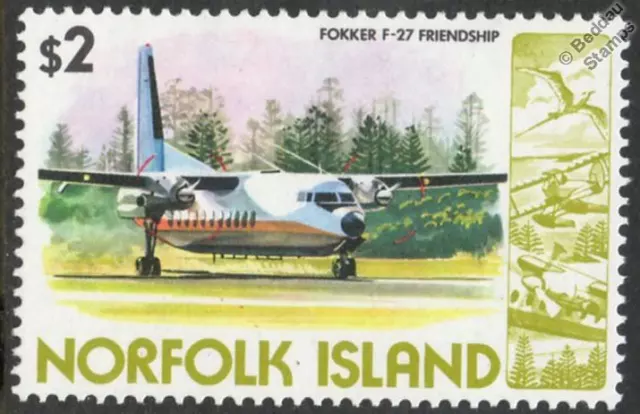 FOKKER F27 FRIENDSHIP 500 Aircraft Mint Stamp (1980 Norfolk Island)