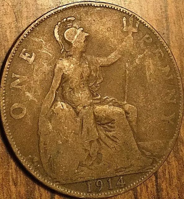 1914 Uk Gb Great Britain One Penny
