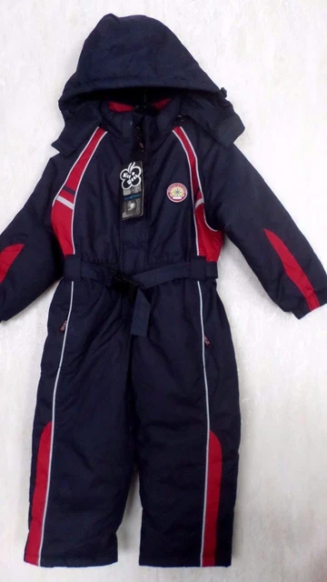 Warmer Kinder Skianzug Skioverall Einteiler Schneeanzug Kapuze Blau Gr.80 NEUWAR