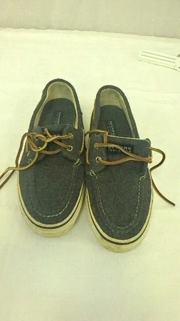 EUC Men's Sperry Top-Sider Men's Bahama 2-Eye Wool Boat Shoe Gray 0224428 9.5 M