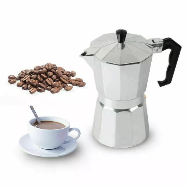 Italian Espresso Maker 1, 2, 3, 6 & 9 Cup Stove Top Coffee Percolator Moka Pot