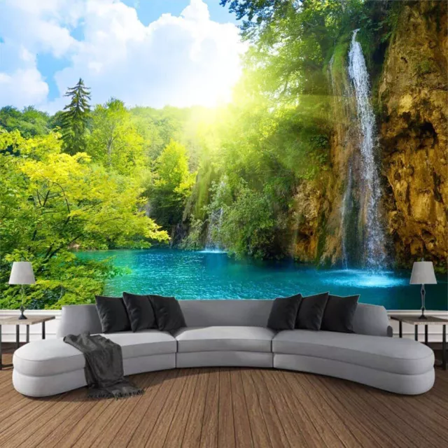 Natural Forest Landscape Tapestry Jungle Waterfall Wall Hanging Home Decoration