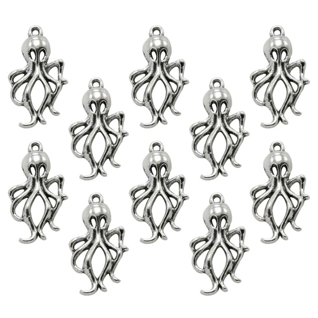 20 Stück Zinklegierung Kleine Octopus Anhänger Charms DIY Schmuckherstellung Zub