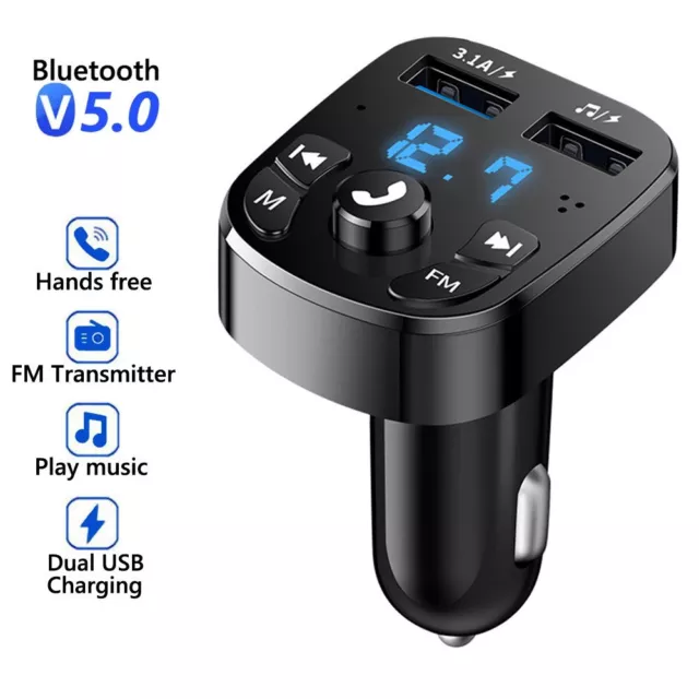 ✅ Transmetteur FM sans fil Bluetooth 5.0 Adaptateur MP3 Kit voiture Chargeur USB