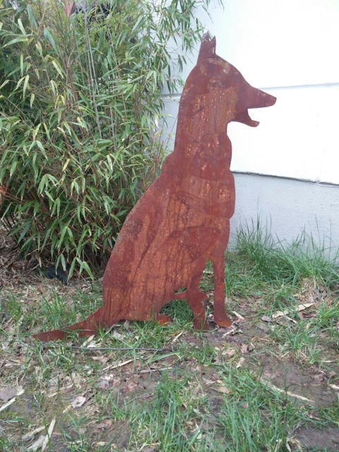 EDELROST GARTEN HUND Rost Figuren aus Metall Gartenstecker 031871 L65