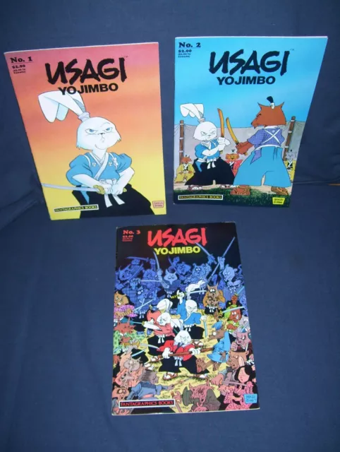 Usagi Yojimbo #1 - #3 Comic Lot Fantagraphics Stan Saki with Bag and Board 1986