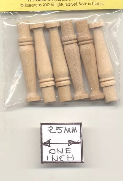 Urn Porch Spindles Balusters 7213 dollhouse wooden miniature 6pc 1/12 scale