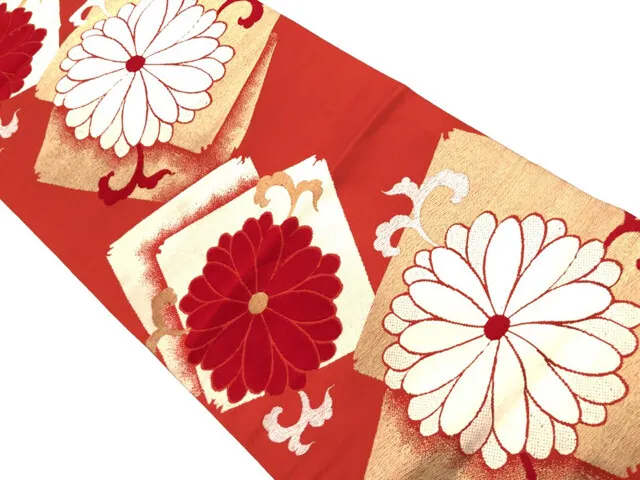 6176220: Japanese Kimono / Antique Nagoya Obi / Woven Shikishi Pattern & Kik