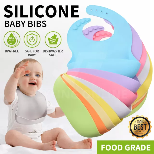 Silicone Baby Bibs Bib Kid Toddler Feeding Bib Waterproof Smock Apron Pocket