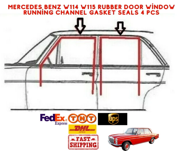 MERCEDES W123 W126 DOOR WINDOW GLASS OUTER RUBBER SEAL SET, 1267250365 (4 PCS) E - Foto 8