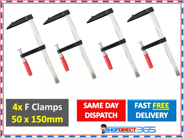 4 x F Clamps Bar Clamp 4pc Set Quick Slide Wood Clamp 150mm x 50mm Long 25-11