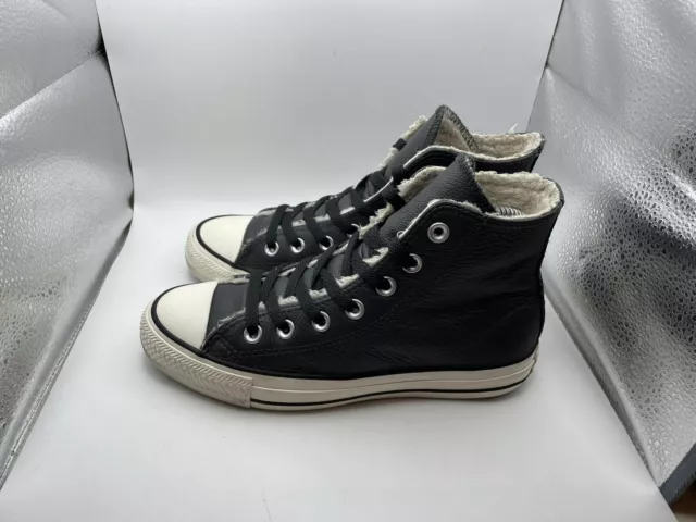 Converse black leather faux deals fur lined hi trainers