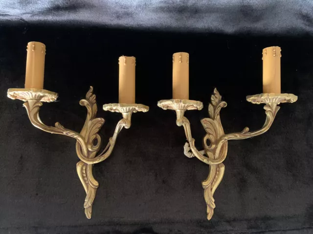 anciennes appliques en bronze style Louis XV luminaire