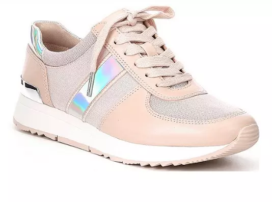 Michael Kors MK Allie Trainer Lace-up Mesh Hologram Sneakers Soft Pink NIB 7.5M