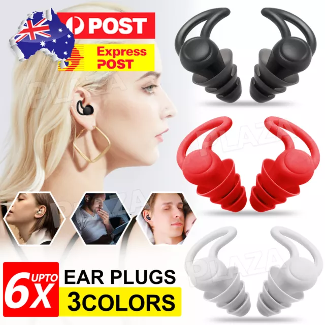 2 4 6x Soft Reusable Silicone 3Layers Ear Plugs For Sleep Study Noise Cancelling