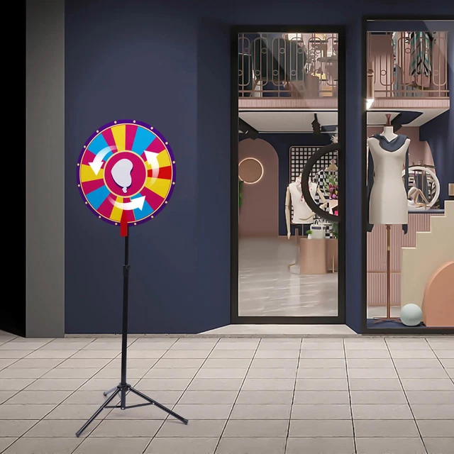 24 Inch Prize Wheel Fortune With Tripod Floor Stand Carnival Spinnig Game Color