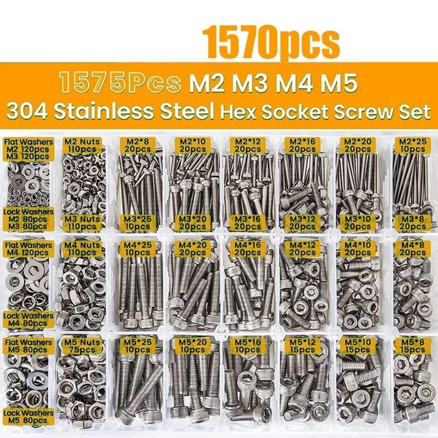 Lot De 475 Pièces De Vis à Tête Fraisée Et écrous Métriques En Acier Inoxydable Goliath Industrial - Assortiment Professionnel