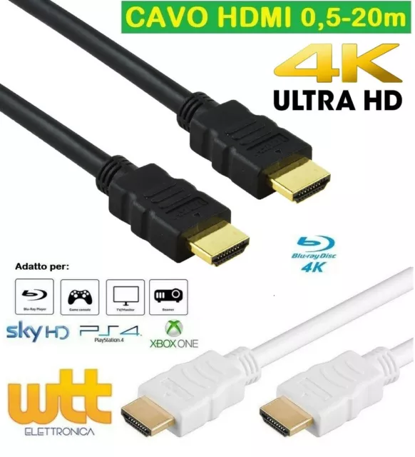 Cavo HDMI 4K 2K Ultra HD da 0,5 a 20 metri High speed TV Monitor Audio Video