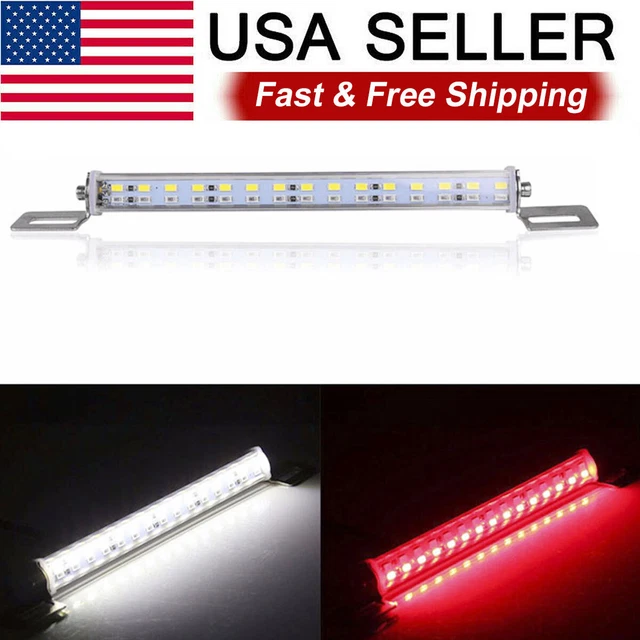 7.5in LED Work Lamp Red & White LED Light Bar LED License Plate Light for Jeep
