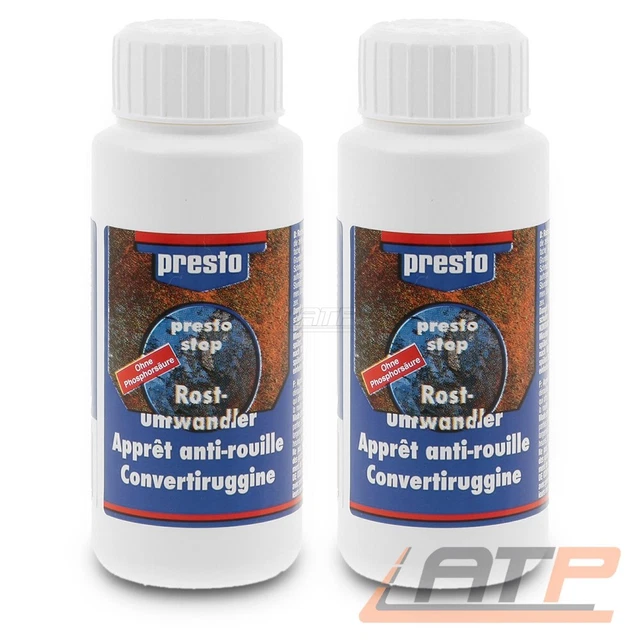 PRESTO 2x 100ml STOP CONVERTITORE RUGGINE PRIMER CONVERTITORE CORROSIONE ANTIRUGGINE