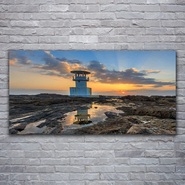 Tableau Sur Verre Tulup – 120x60 Cm, Impression Soleil Plage Mer, Moderne