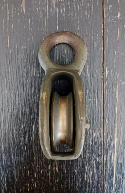 Vintage Single Block Bronze Brass Pulley Nautical Part