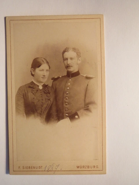Würzburg - 1887 - Paar - Frau & Soldat in Uniform mit Epauletten - Offizier/ CDV