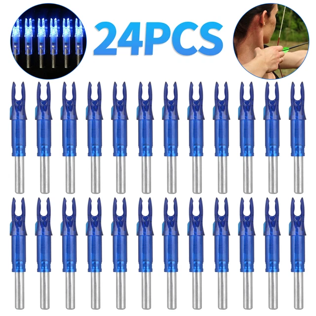 24PCS Blue LED Lighted Shooting Nocks Archery Arrows Arrow Nock Tail 6.2mm US 2