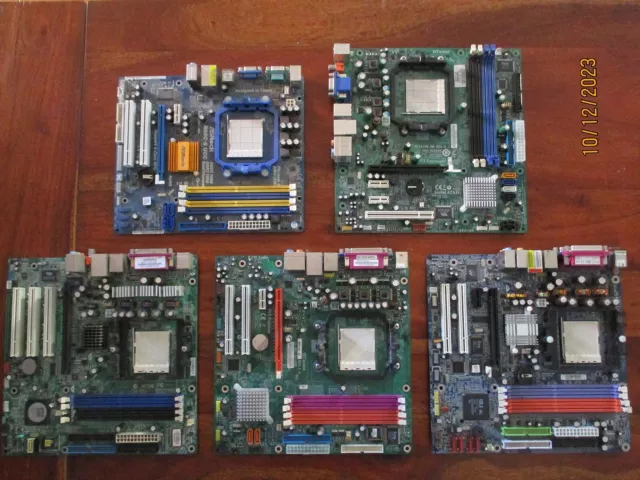 Lot Vintage 5 Motherboards Socket AM2 and Socket PGA639 for AMD CPUs