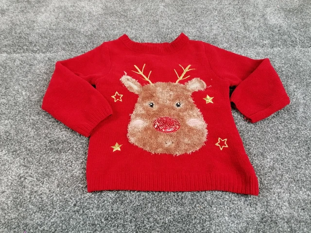 Maglione renne a tema natalizio rosso George ragazze età 2-3 anni