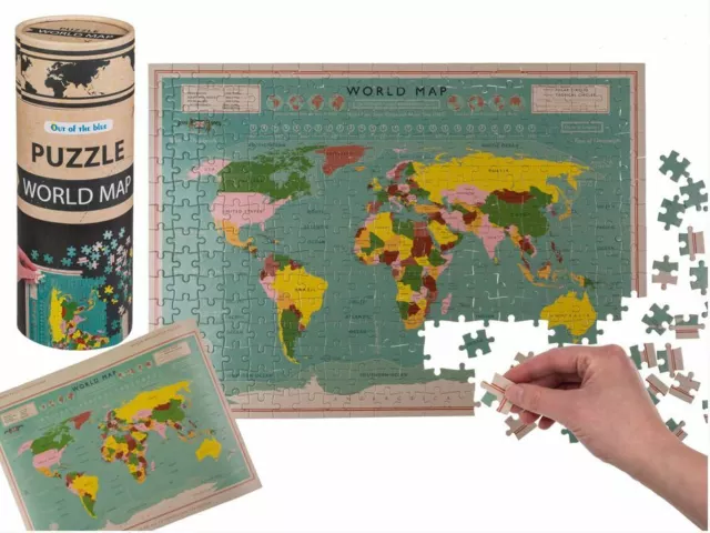 Carte du Monde - Puzzle dans Un Tube - 50X36 CM - 300 PIÈCES - Cadeau idéal