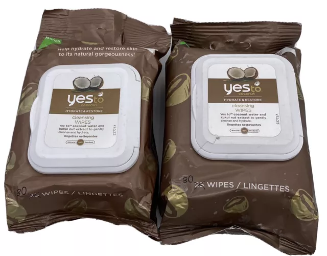 2X Yes to Coconut Hydrate & Restore Cleansing Wipes #B272