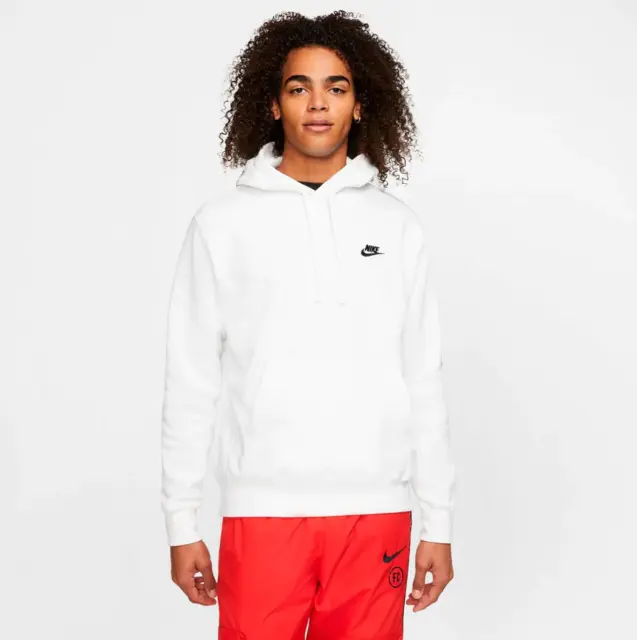 Nike NSW Club Fleece Mens Hoodie White Multi Size Pullover Sweatshirt Top
