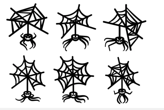 Set of 6 Halloween spider web Vinyl Decal stickers Wine Glass/ Mugs/windows