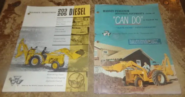 2-lot 1960's massey-ferguson industrial equipment brochures good used