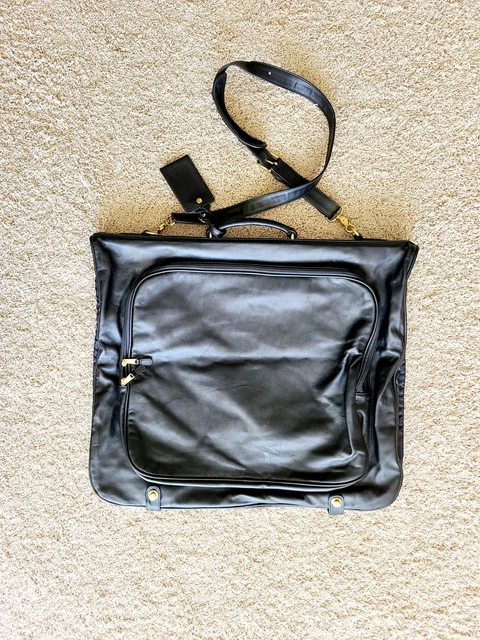 VTG COACH FOLDING Garment Bag Black Leather Nylon Locking