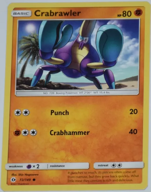 Crabrawler 72/149 Sun & Moon Base Set Pokemon Card Common Nm/M Fast Shipping