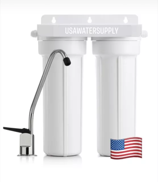 2 Stage Under Sink High Flow Drinking Water Purification System 0 Waste - White