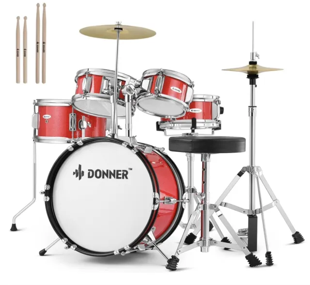 Donner 5-Piece 14 inch Full Size Complete Junior Drum Set EDS-220 NIB Kids Drum