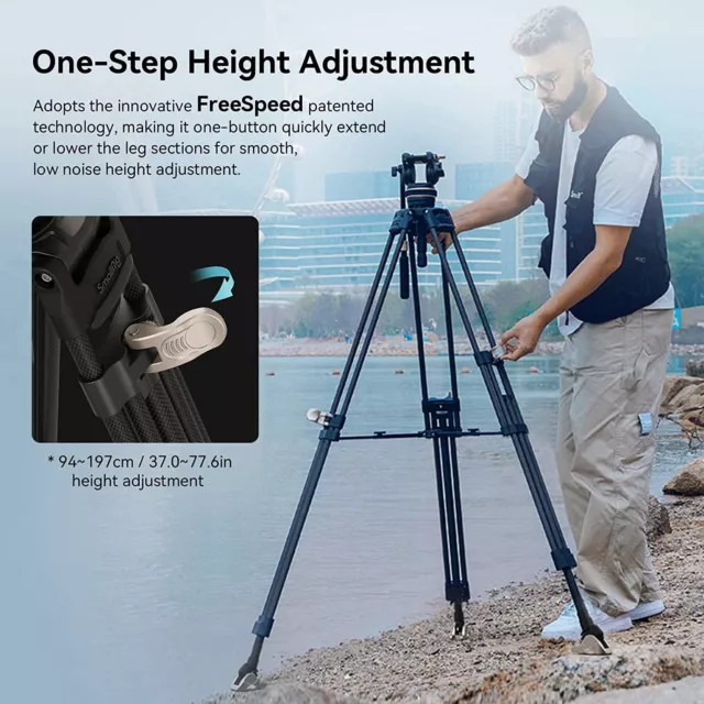 SmallRig 78" Heavy-Duty Video Tripod Kit with 360° Fluid Head (Max Load 10KG) 2