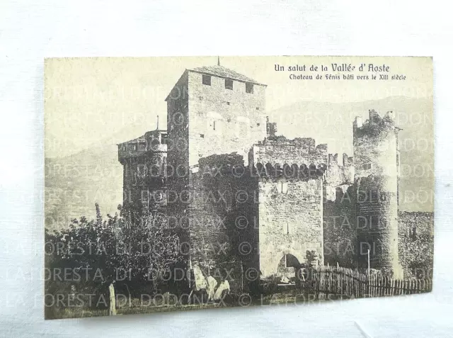Vecchia Foto Cartolina Vintage Valle D'aosta Castello Fenis 1910C