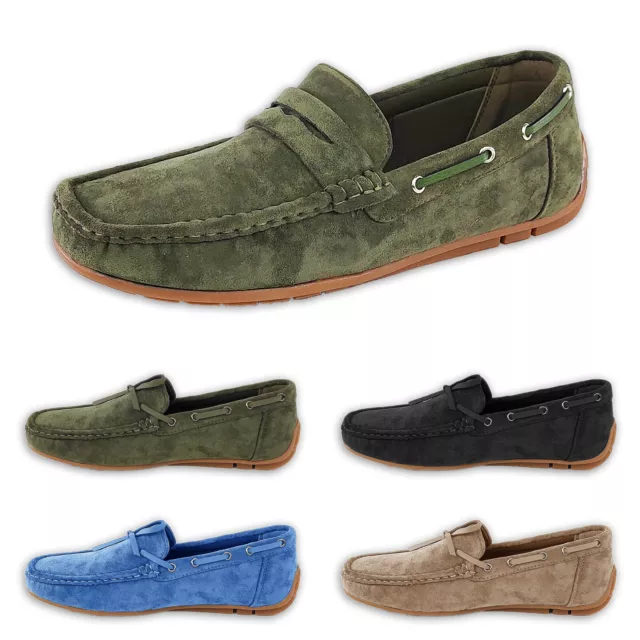 Mocassins Homme en Daim Chaussures Casual Cuir Écologique Lacets Veque